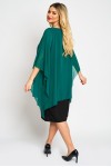 Rochie cu maneca clopot din voal verde inchis