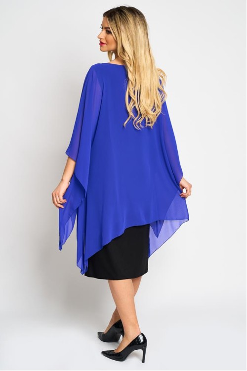 Rochie cu maneca clopot din voal albastru