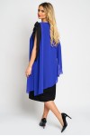 Rochie cu floare pe umar din voal albastru
