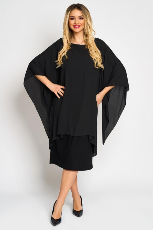 Rochie cu maneca clopot din voal negru