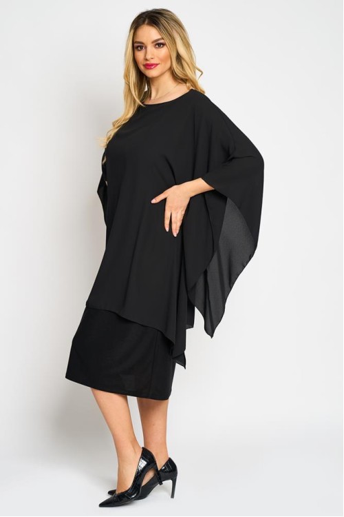 Rochie cu maneca clopot din voal negru
