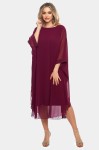 Rochie lunga din voal bordo
