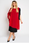 Rochie cu floare pe umar din voal rosu