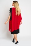 Rochie cu floare pe umar din voal rosu
