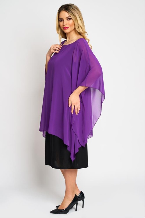 Rochie cu maneca clopot din voal mov