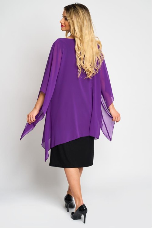 Rochie cu maneca clopot din voal mov