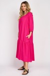 Rochie din in roz cu un volan