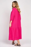 Rochie din in roz cu un volan
