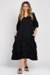 Rochie din vascoza cu trei volane neagra