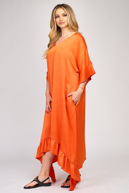 Rochie din satin oranj