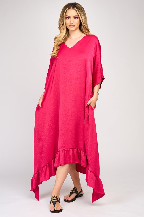 Rochie din satin magenta