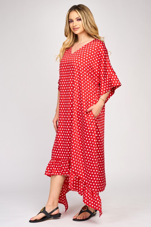 Rochie din satin cu buline