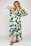 Rochie din in imprimeu abstract 