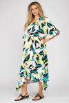 Rochie din in imprimeu abstract 