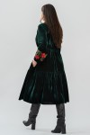 Rochie din catifea verde cu broderie rosie