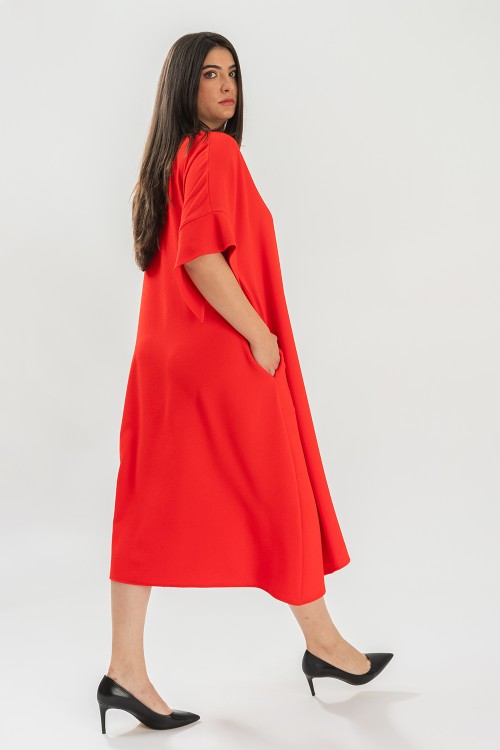 Rochie din crep corai 