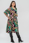 Rochie din crep imprimeu abstract 