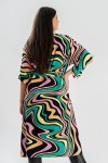 Rochie din crep imprimeu abstract 