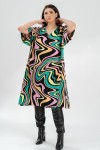 Rochie din crep imprimeu abstract 