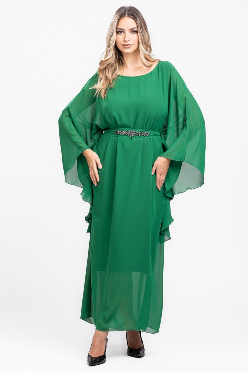 Rochie lunga din voal verde 