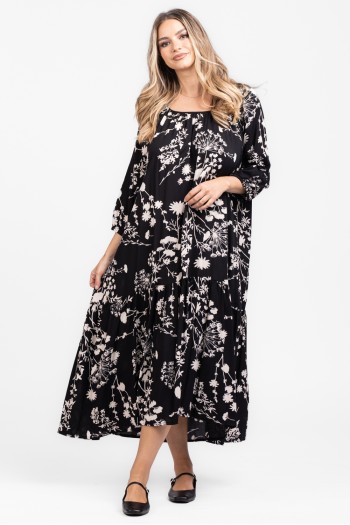 Rochie din vascoza print alb cu negru 