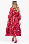 Rochie din vascoza print abstract rosu 