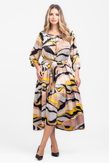Rochie din satin print abstract 