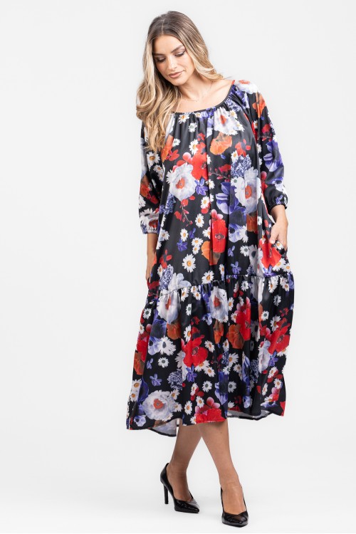 Rochie din satin print floral