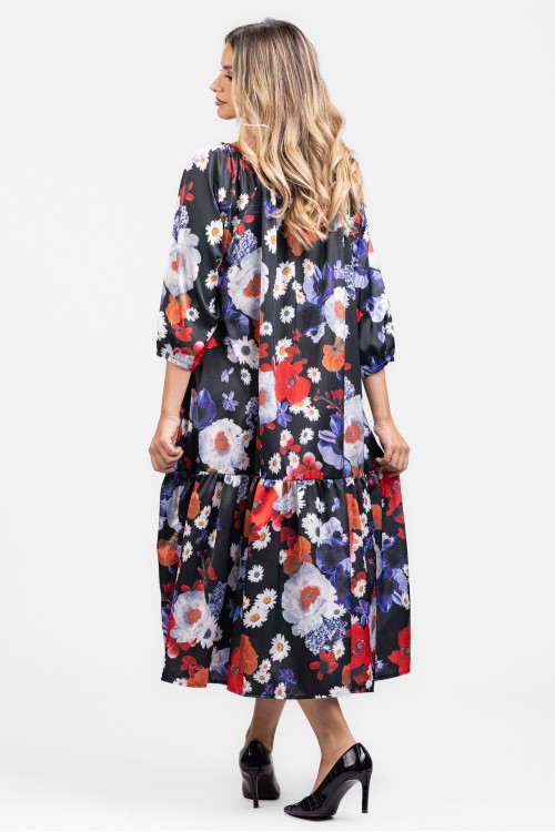 Rochie din satin print floral