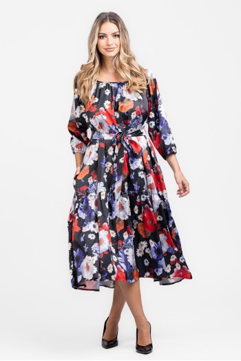 Rochie din satin print floral